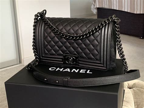 black on black chanel boy bag|chanel boyfriend bag.